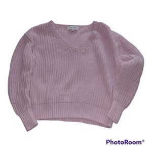 John + Jenn pink knit v neck sweater size small